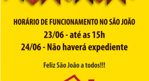 HORÁRIOS DE EXPEDIENTE PARA OS DIAS 23/06 E 24/06