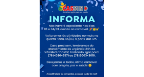 HORARIO DE FUNCIONAMENTO CARNAVAL